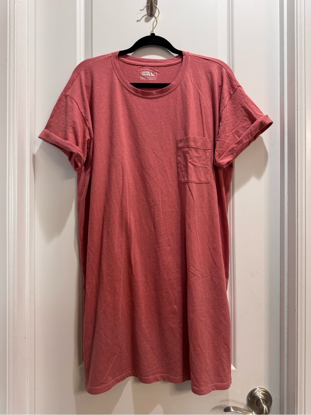 Eddie Bauer Rose Pink Tshirt Dress XL Short Sleeve Armpit To Armpit 25”